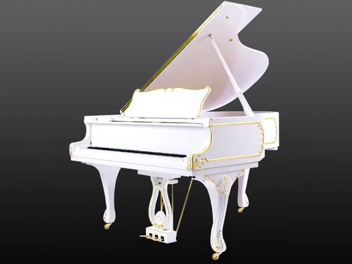Piano cola Rococo blanco oro 186cm.